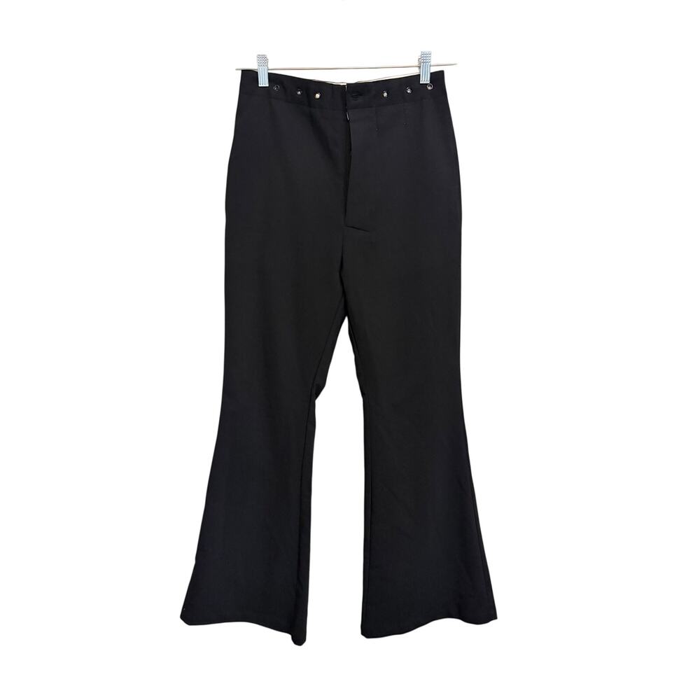 Feng System Flared Trouser Pants L Black High Rise Office Work Career Business